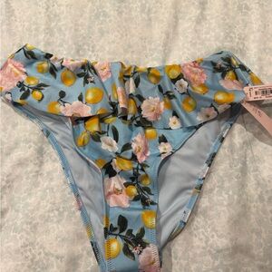 Victoria's Secret Blue Lemon Print Bikini Bottom